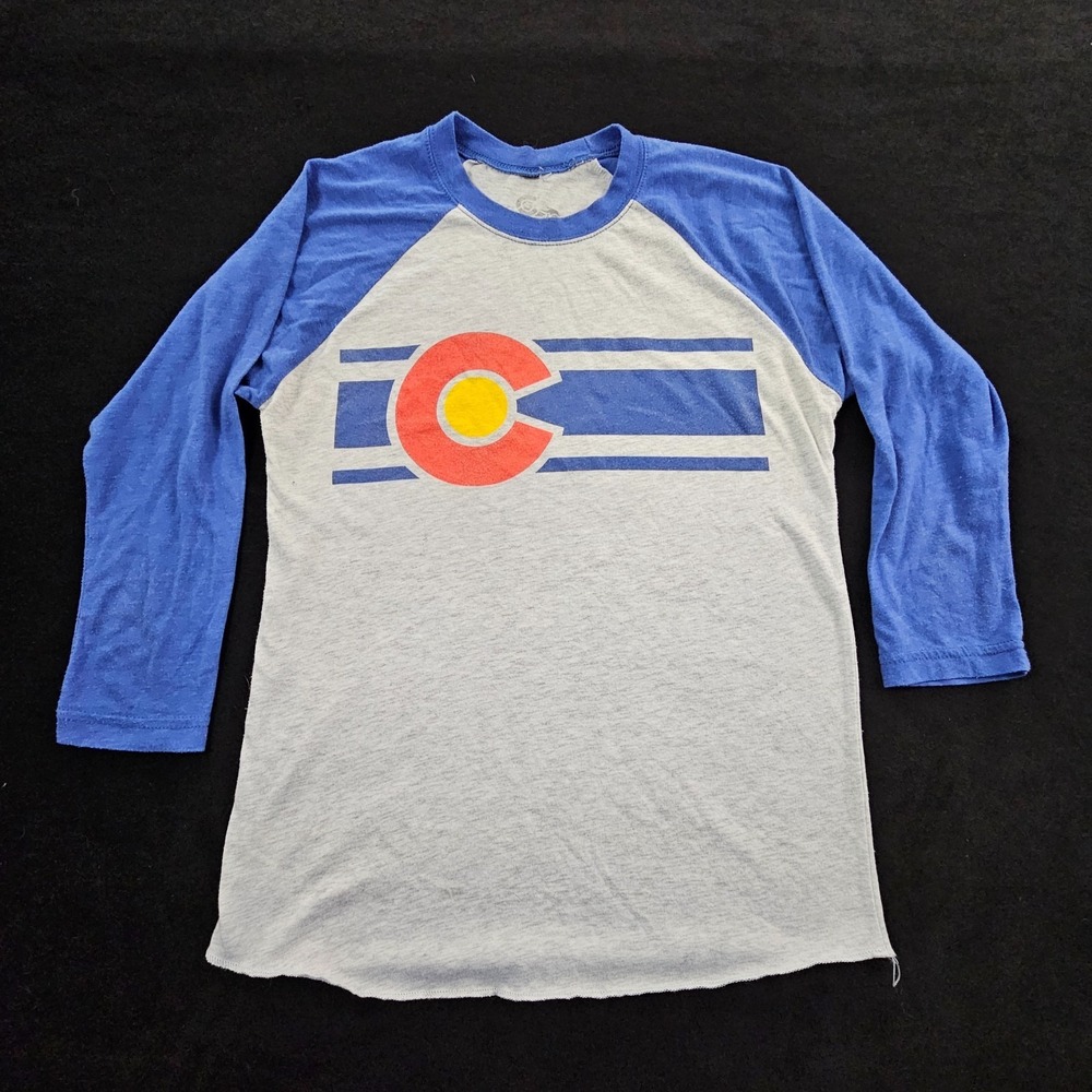Colorado Gray Blue Colorblock 3/4 Sleeve T-Shirt Youth L